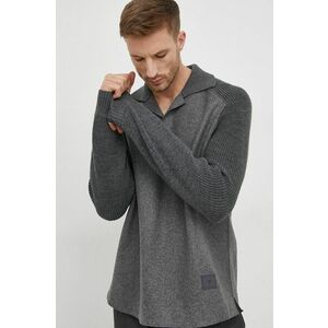 Vlnený sveter Emporio Armani pánsky, šedá farba, tenký vyobraziť