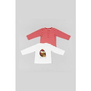 Detská bavlnená košeľa s dlhým rukávom zippy 2-pak červená farba, vyobraziť