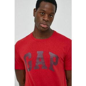 Bavlnené tričko GAP červená farba, s potlačou vyobraziť