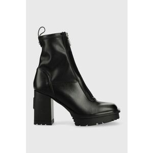 Kožené členkové topánky Karl Lagerfeld Voyage dámske, čierna farba, na podpätku, vyobraziť