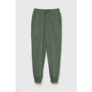 Detské nohavice Abercrombie & Fitch zelená farba, jednofarebné vyobraziť