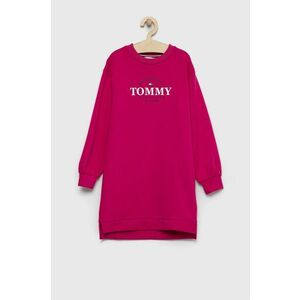 Dievčenské šaty Tommy Hilfiger ružová farba, midi, rovný strih vyobraziť