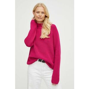 Bavlnený sveter Marc O'Polo ružová farba, s polorolákom vyobraziť