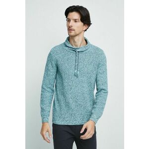 Bavlnený sveter Medicine pánsky, tyrkysová farba, vyobraziť