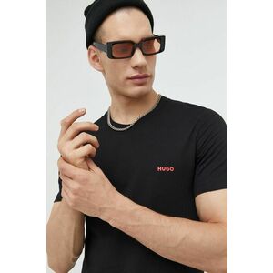 Bavlnené tričko HUGO 3-pak čierna farba, s potlačou vyobraziť