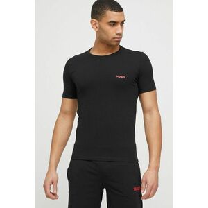 Bavlnené tričko HUGO 3-pak čierna farba, s potlačou vyobraziť