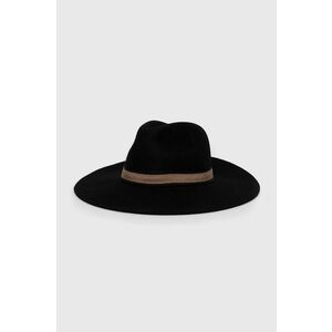 Vlnený klobúk Pieces čierna farba, vlnený vyobraziť