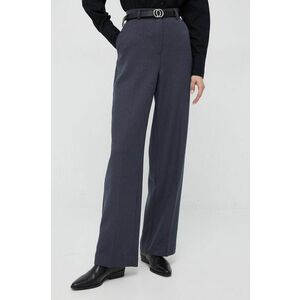 Nohavice Vero Moda dámske, šedá farba, rovné, vysoký pás vyobraziť