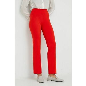 Nohavice United Colors of Benetton dámske, červená farba, rovné, vysoký pás vyobraziť