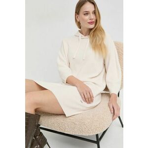 Vlnené šaty Armani Exchange béžová farba, mini, oversize vyobraziť