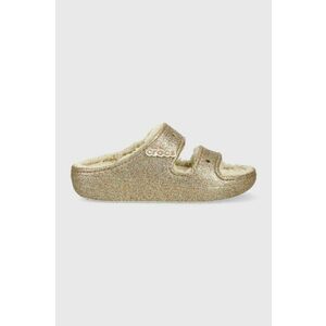 Šľapky Crocs Classic Cozzzy Glitter Sandal zlatá farba, 208124 vyobraziť