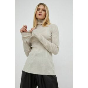 Vlnený sveter By Malene Birger Reyne dámsky, béžová farba, tenký, s rolákom vyobraziť