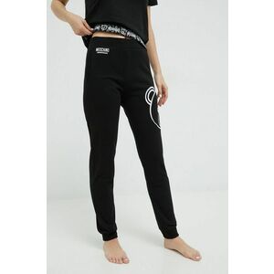 Bavlnené tepláky Moschino Underwear dámske, čierna farba, s nášivkou vyobraziť