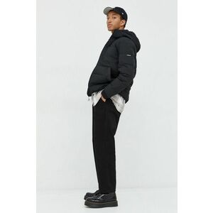 Páperová bunda Abercrombie & Fitch pánska, čierna farba, zimná, vyobraziť