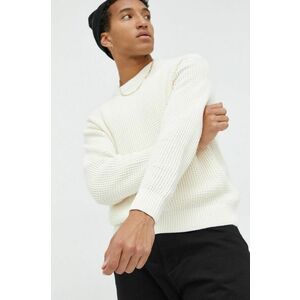 Bavlnený sveter Abercrombie & Fitch pánsky, biela farba, tenký, vyobraziť
