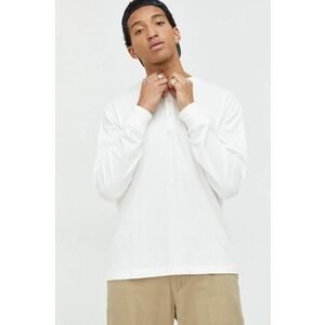 Bavlnené tričko s dlhým rukávom Abercrombie & Fitch biela farba, jednofarebné vyobraziť