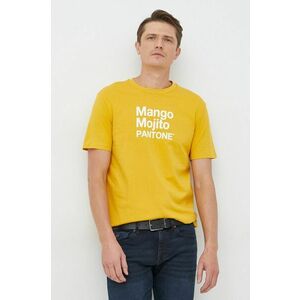Bavlnené tričko United Colors of Benetton žltá farba, s potlačou vyobraziť