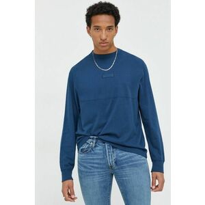 Bavlnené tričko s dlhým rukávom Abercrombie & Fitch tmavomodrá farba, jednofarebné vyobraziť