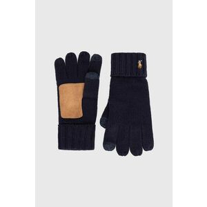 Vlnené rukavice Polo Ralph Lauren pánske, tmavomodrá farba vyobraziť
