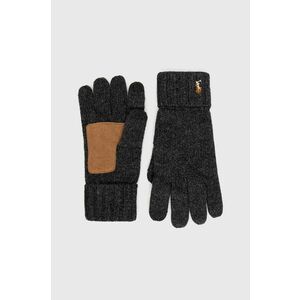 Vlnené rukavice Polo Ralph Lauren pánske, šedá farba vyobraziť