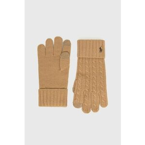 Vlnené rukavice Polo Ralph Lauren pánske, hnedá farba vyobraziť