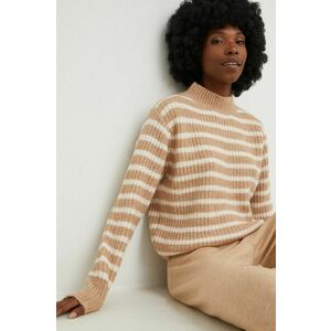 Vlnený sveter Answear Lab dámsky, béžová farba, s polorolákom vyobraziť