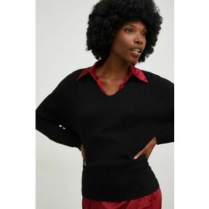 Vlnený sveter Answear Lab dámsky, čierna farba, tenký, vyobraziť
