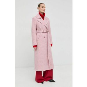 Vlnený kabát Beatrice B ružová farba, prechodný, dvojradový vyobraziť