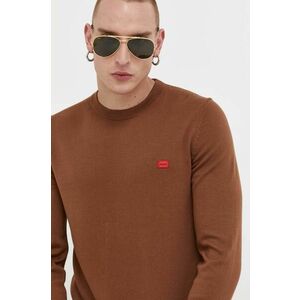 Bavlnený sveter HUGO hnedá farba, tenký vyobraziť
