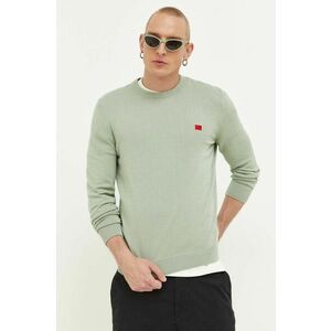 Bavlnený sveter HUGO zelená farba, tenký vyobraziť