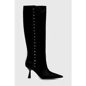 Vysoké čižmy Chiara Ferragni Cf Heel Wide dámske, čierna farba, na vysokom podpätku, vyobraziť