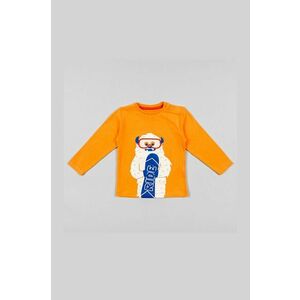Detská bavlnená košeľa s dlhým rukávom zippy oranžová farba, s potlačou vyobraziť