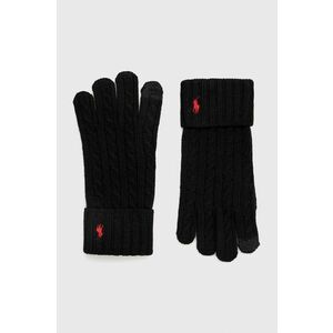 Vlnené rukavice Polo Ralph Lauren pánske, čierna farba vyobraziť