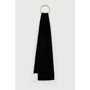 Vlnený šál Polo Ralph Lauren čierna farba, jednofarebný vyobraziť
