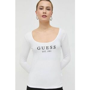 Tričko s dlhým rukávom Guess dámsky, biela farba, vyobraziť