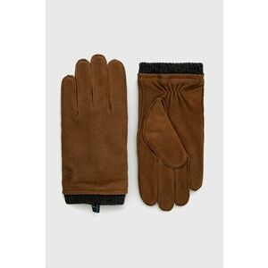 Semišové rukavice Polo Ralph Lauren pánske, hnedá farba vyobraziť