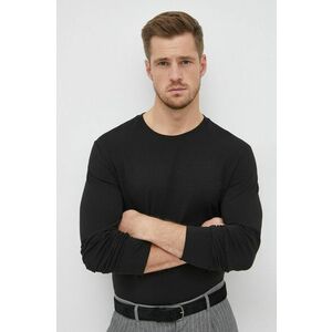Tričko s dlhým rukávom Lacoste pánske, čierna farba, jednofarebné vyobraziť