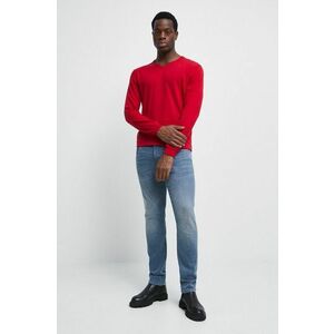 Bavlnený sveter Medicine pánsky, červená farba, tenký, vyobraziť