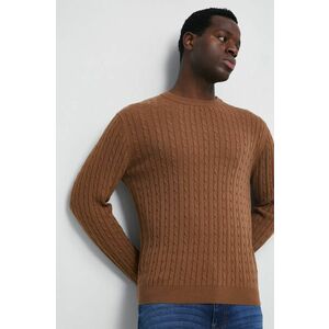 Bavlnený sveter Medicine pánsky, hnedá farba, tenký, vyobraziť