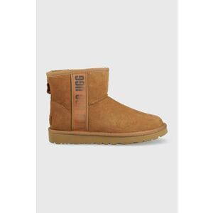 Semišové snehule UGG W Classic Mini Slide Logo II hnedá farba, 1134962.CHE vyobraziť