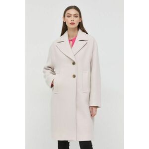 Vlnený kabát Pinko dámsky, šedá farba, prechodný, dvojradový vyobraziť