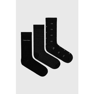 Ponožky Calvin Klein 3-pak pánske, čierna farba vyobraziť