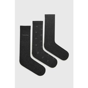 Ponožky Calvin Klein 3-pak pánske, šedá farba vyobraziť