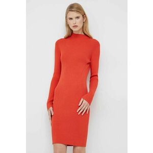 Šaty Calvin Klein oranžová farba, mini, priliehavá vyobraziť