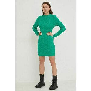 Vlnené šaty Answear Lab zelená farba, mini, priliehavé vyobraziť