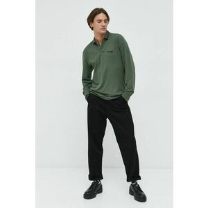 Tričko s dlhým rukávom Abercrombie & Fitch pánske, zelená farba, jednofarebné vyobraziť