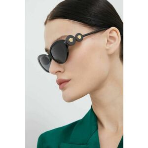 Slnečné okuliare Versace dámske, čierna farba vyobraziť