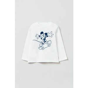Detské bavlnené tričko s dlhým rukávom OVS biela farba, s potlačou vyobraziť