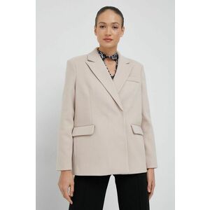 Kabát Vero Moda dámsky, béžová farba, prechodný, oversize vyobraziť
