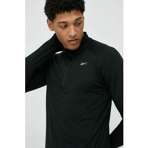 Bežecké tričko s dlhým rukávom Reebok Quarter-zip čierna farba, jednofarebné vyobraziť